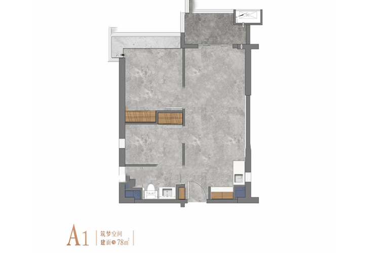 A1戶型 開(kāi)間 78.00㎡